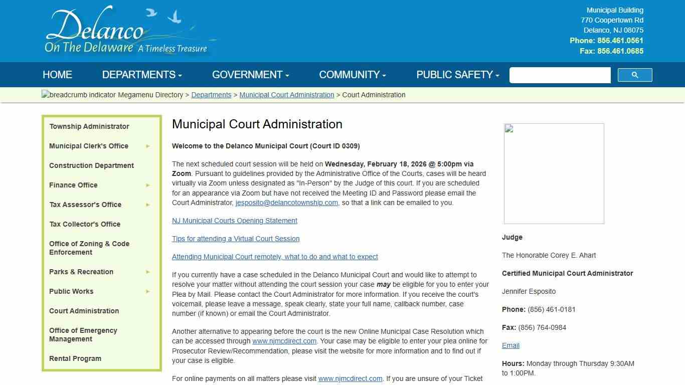 Court Administration - Delanco Township, New Jersey